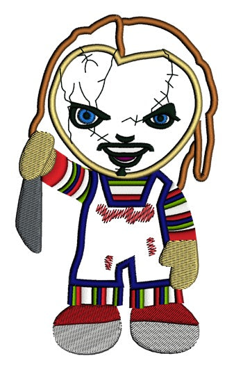 Looks Like Cute Chuckie Horror Applique Machine Embroidery Digitized Design Pattern