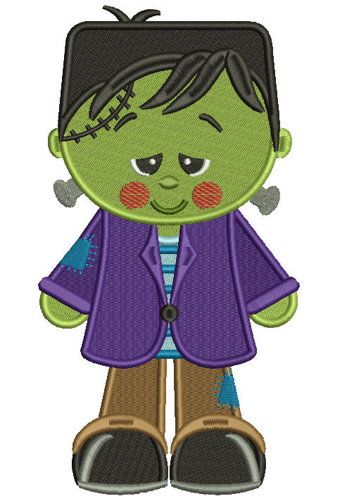 Looks Like Cute Frankenstein Monster Halloween Filled Machine Embroidery Digitized Design Pattern