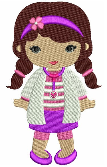 Looks Like Doc Mcstuffins Filled Girl Doctor Machine Embroidery Design