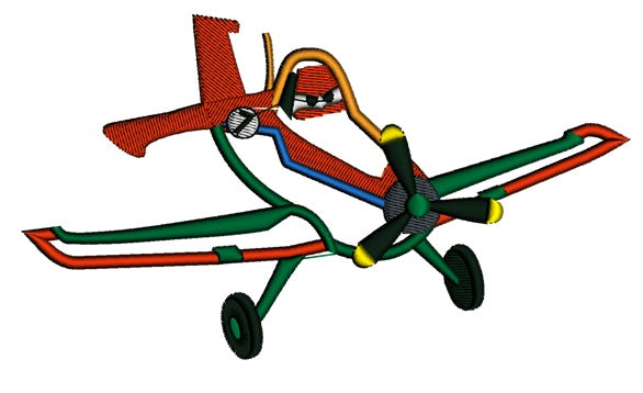 Looks Like Dusty Grophopper Airplaine Applique Machine Embroidery Design Digitized Pattern