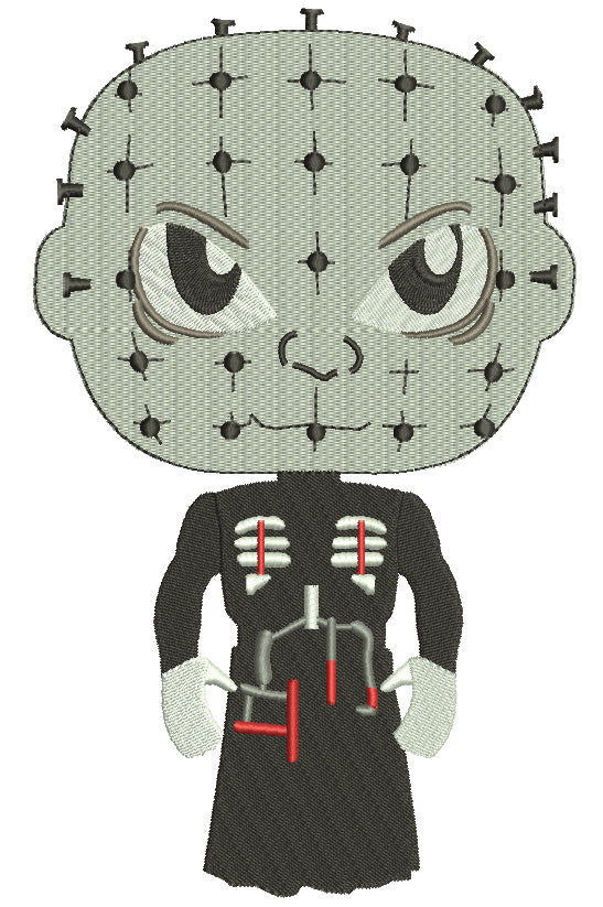 Looks Like Pinhead Horror Halloween Filled Machine Embroidery Design Digitized Pattern
