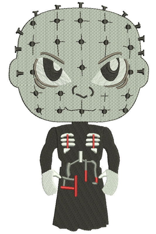 Looks Like Pinhead Horror Halloween Filled Machine Embroidery Design Digitized Pattern