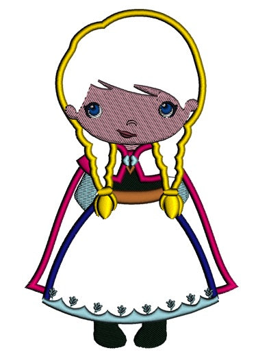 Looks Like Princess Anna from Frozen Applique Machine Embroidery Design Digitized Pattern