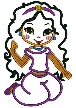 Looks Like Princess Jasmine Applique Machine Embroidery Design Digitized Pattern