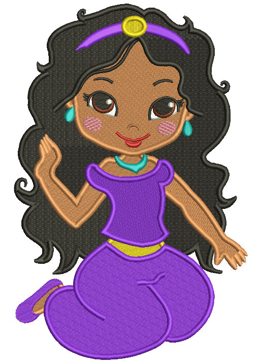 Looks Like Princess Jasmine Filled Machine Embroidery Design Digitized Pattern