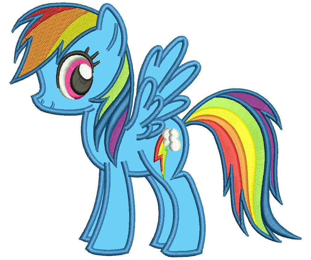 Looks Like Rainbow Dash Applique Machine Embroidery Digitized Design Pattern