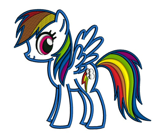 Looks Like Rainbow Dash Applique Machine Embroidery Digitized Design Pattern