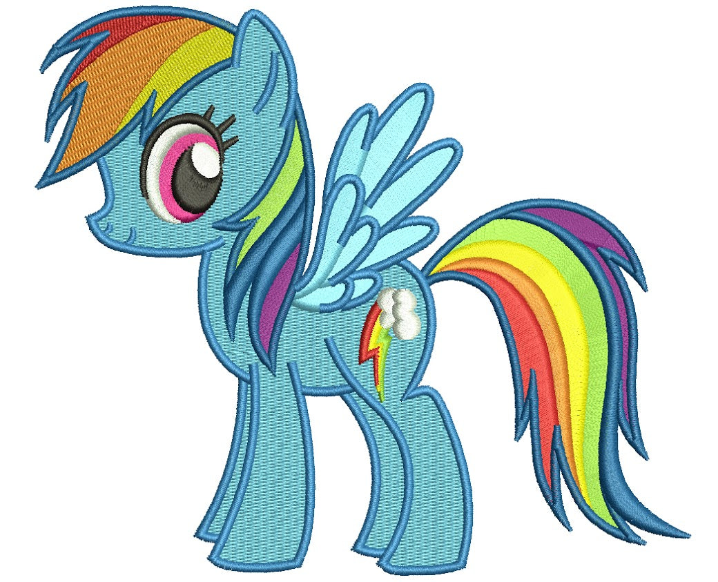 Looks Like Rainbow Dash Filled Machine Embroidery Digitized Design Pattern