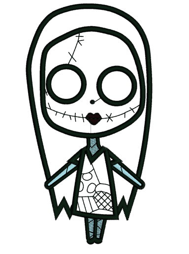 Looks Like Sally Skellington from night before christmas Applique Machine Embroidery Digitized Design Pattern
