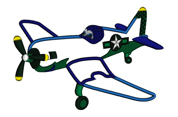 Looks Like Skipper Riley Airplaine Applique Machine Embroidery Design Digitized Pattern