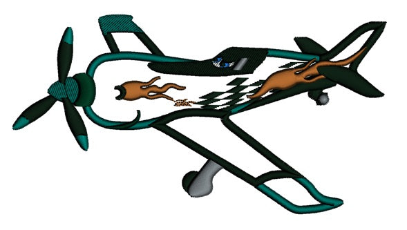 Looks Like Zed Airplaine Applique Machine Embroidery Design Digitized Pattern