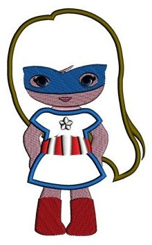 Looks like Captain America Super Girl Hero Applique (hands in) - Machine Embroidery Digitized Design - Instant Download - 4x4 , 5x7,6x10