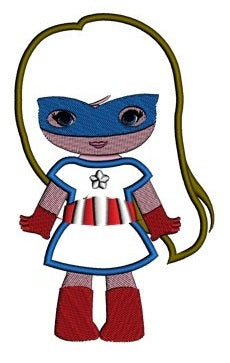 Looks like Captain America Super Girl Hero Applique (hands out) - Machine Embroidery Digitized Design - Instant Download - 4x4 , 5x7,6x10