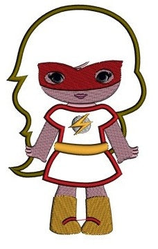 Looks like Girl Flash Super Hero Applique (hands out) - Machine Embroidery Digitized Design Pattern -Instant Download - 4x4 , 5x7,6x10 hoops