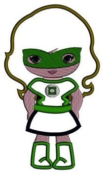 Looks like Lantern Girl Applique Super Hero (hands in) - Machine Embroidery Digitized Design Pattern - Instant Download - 4x4 , 5x7, 6x10