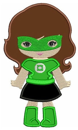Looks like Lantern Girl Super Hero Applique (hands out) - Machine Embroidery Digitized Design Pattern - Instant Download - 4x4 , 5x7, 6x10