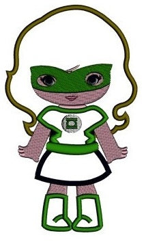 Looks like Lantern Girl Super Hero Applique (hands out) - Machine Embroidery Digitized Design Pattern - Instant Download - 4x4 , 5x7, 6x10