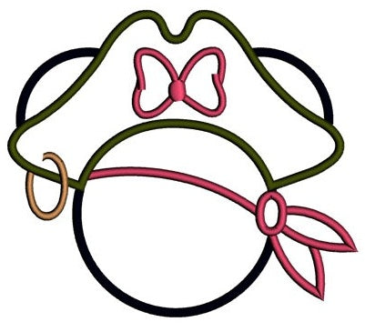 Looks like Pirate Minnie Mouse Ears Applique Machine Embroidery Digitized Pattern- Instant Download - 4x4 ,5x7,6x10 -hoops