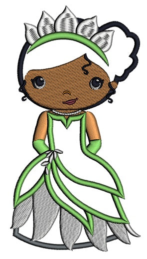 Looks like Princess Tiana Applique Machine Embroidery Design Digitized Pattern