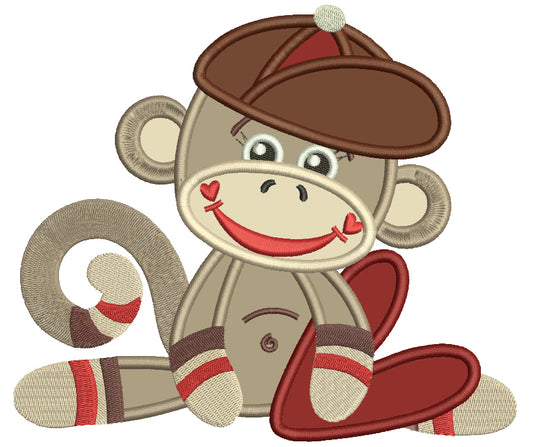 Looks like Sock Monkey Little Boy Applique Machine Embroidery Design Digitized Pattern