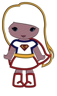 Looks like Super Girl Applique Machine Embroidery Design Pattern (hands out) - Instant Download - to fit 4x4 , 5x7, and 6x10 hoops
