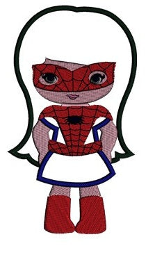 Looks like Spider Girl Applique Super Hero (hands in) - Machine Embroidery Digitized Design Pattern - Instant Download - 4x4 , 5x7, 6x10