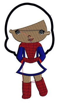 Looks like Spider Girl Super Hero Applique No Mask (hands in) - Machine Embroidery Digitized Design Pattern - Instant Download -4x4,5x7,6x10