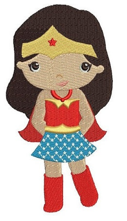 Looks like Wonder Woman Super Girl Hero (hands in) - Filled Machine Embroidery Digitized Design - Instant Download - 4x4 , 5x7,6x10