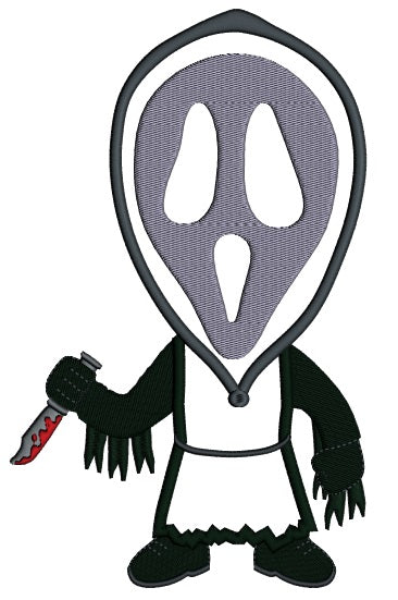 Looks like a character from Scream Halloween Applique Machine Embroidery Design Digitized Pattern