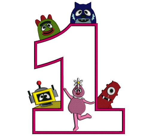 Looks like yo gabba gabba birthday number one Applique Machine Embroidery Digitized Design Pattern