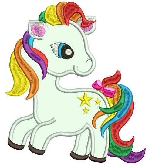 Looks Like Rainbow Dash From My Little Pony Applique Machine Embroidery Design Digitized Pattern