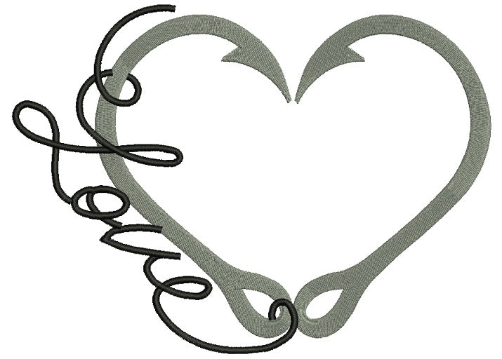 Love Fishing Hooks Filled Machine Embroidery Digitized Design Pattern