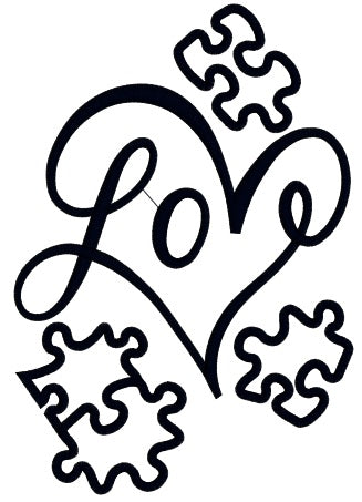 Love Heart Autism Awareness Puzzle Applique Machine Embroidery Digitized Design Pattern