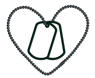 Love Military Heart Applique (Dog Tags) Machine Embroidery Digitized Design Pattern - Instant Download - 4x4 , 5x7, and 6x10 -hoops