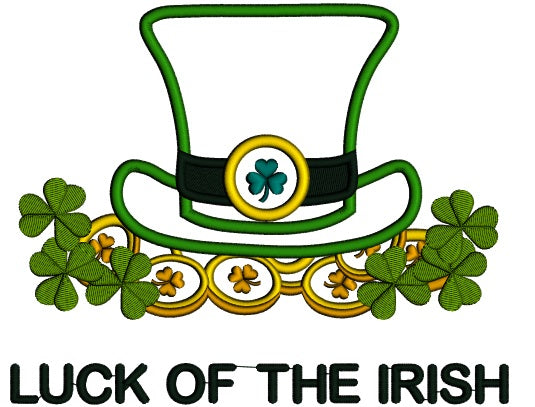 Luck Of The Irish Coins And a Hat St. Patrick's Applique Machine Embroidery Design Digitized
