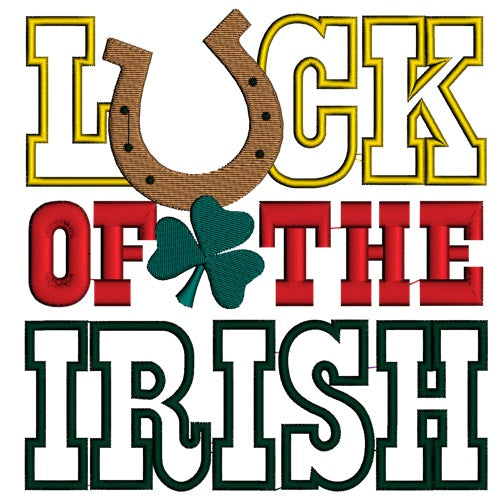 Luck of the Irish Applique Machine Embroidery Digitized Design Pattern