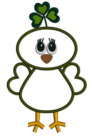 Lucky Chick With Shamrock St Patricks Day Irish Applique Machine Embroidery Design Digitized Pattern