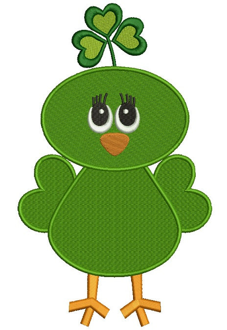 Lucky Chick With Shamrock St Patricks Day Irish Filled Machine Embroidery Design Digitized Pattern
