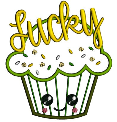 Lucky Cupcake St. Patrick's Applique Machine Embroidery Design Digitized Pattern
