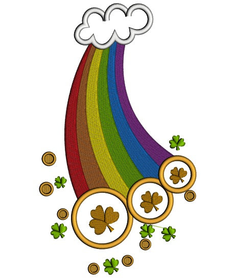 Lucky Rainbow With a Cloud Irish St Patrick's Day Applique Machine Embroidery Design Digitized Pattern