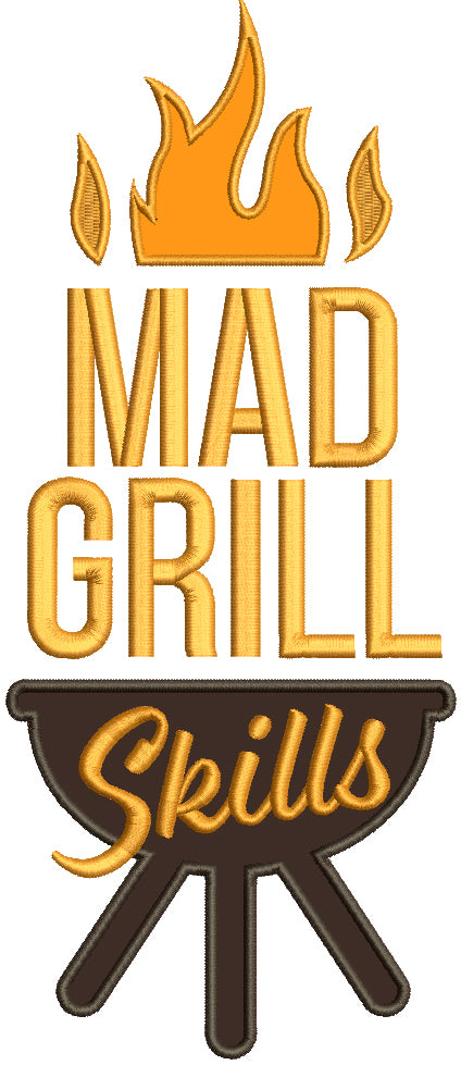 Mad Grill Skills BBQ Applique Machine Embroidery Design Digitized Pattern