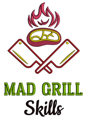 Mad Grill Skills Cooking Steak Applique Machine Embroidery Design Digitized Pattern