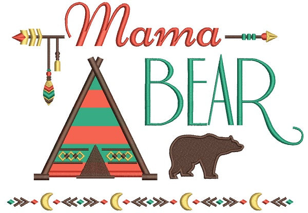 Mama Bear Tribal Applique Machine Embroidery Design Digitized Pattern