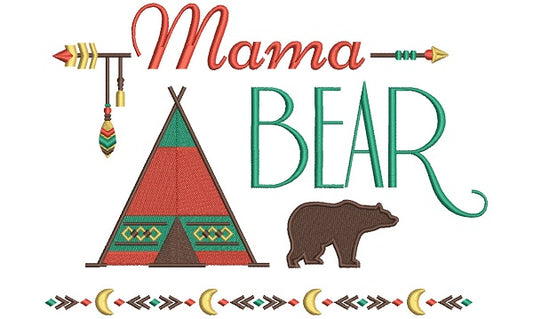 Mama Bear Tribal Filled Machine Embroidery Design Digitized Pattern
