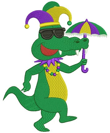 Mardi Gras Alligator Filled Machine Embroidery Digitized Design Pattern