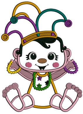 Mardi Gras Baby Wearing Jester Hat Applique Machine Embroidery Design Digitized Pattern