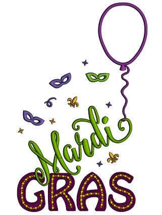 Mardi Gras Balloon Applique Machine Embroidery Design Digitized Pattern