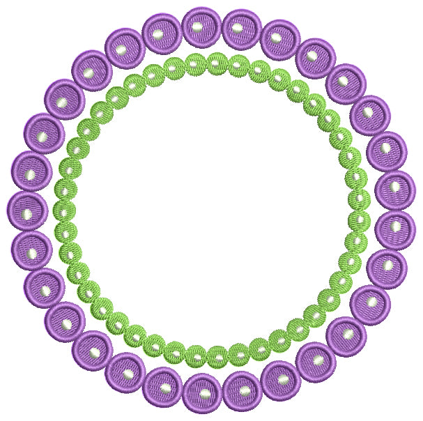 Mardi Gras Circle Frame Filled Machine Embroidery Design Digitized Pattern