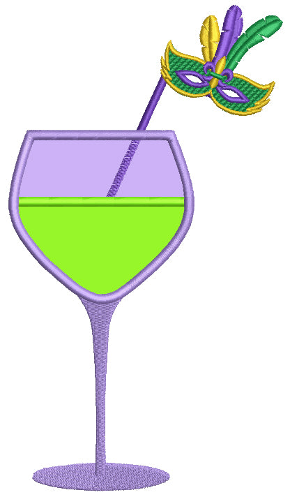 Mardi Gras Drink Applique Machine Embroidery Design Digitized Pattern