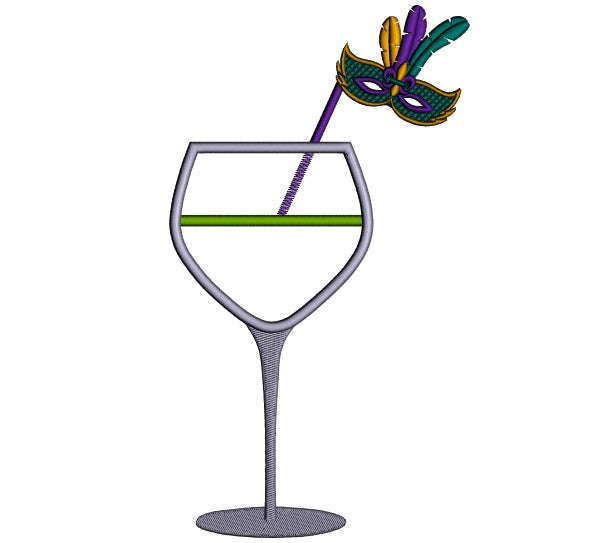 Mardi Gras Drink Applique Machine Embroidery Design Digitized Pattern